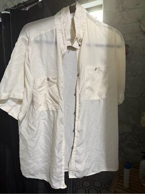 Women’s 100% Silk Short-Sleeve Button-Up Shirt